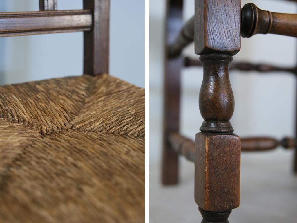 フランスアンティーク木製ダイニングチェア/ラッシュシートイス(90-43-2)