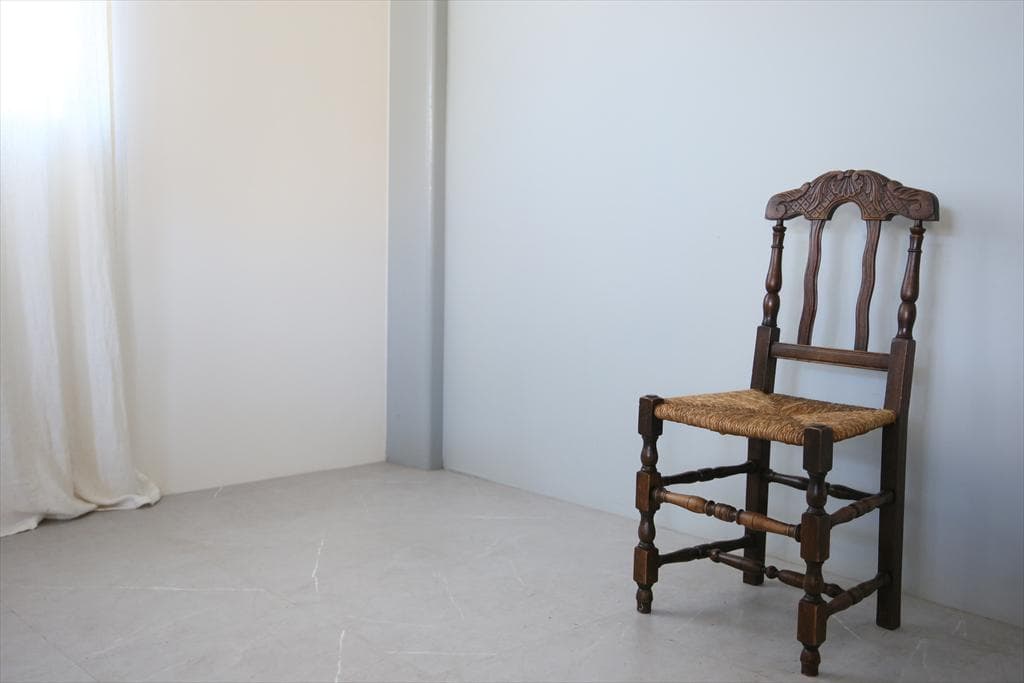 フランスアンティーク木製ダイニングチェア/ラッシュシートイス(90-43-2)