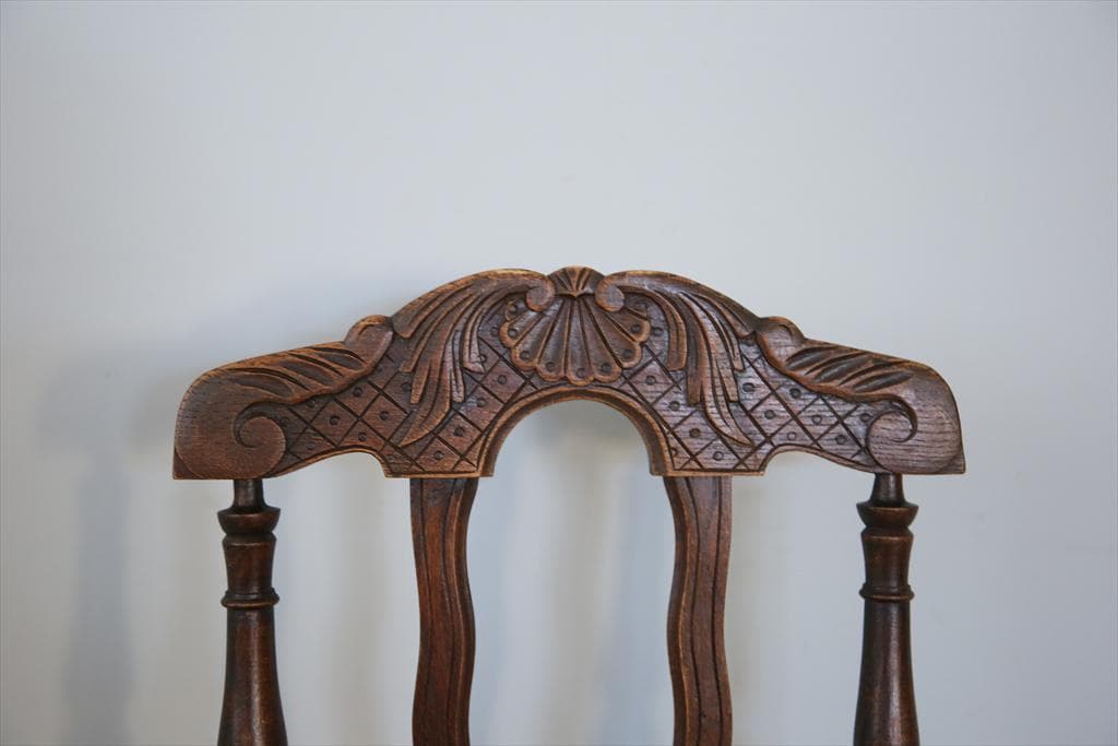 フランスアンティーク木製ダイニングチェア/ラッシュシートイス(90-43-2)