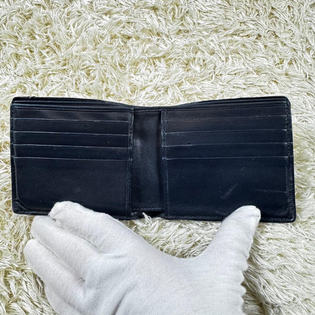 人気✨ボッテガヴェネタ　二つ折り財布　札入れ　イントレチャート　ネイビー