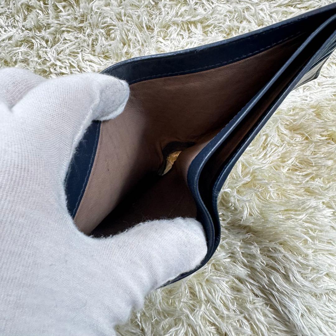 人気✨ボッテガヴェネタ　二つ折り財布　札入れ　イントレチャート　ネイビー