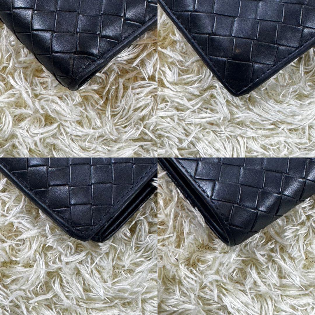 人気✨ボッテガヴェネタ　二つ折り財布　札入れ　イントレチャート　ネイビー