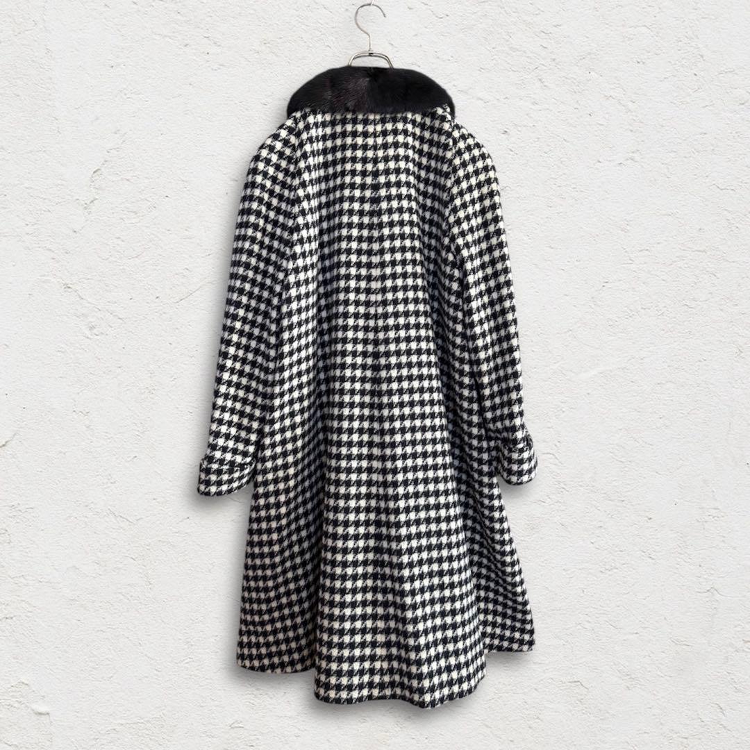 ヴィンテージ 千鳥格子カシゴラ混ウールコート ミンクファー Carat 希少