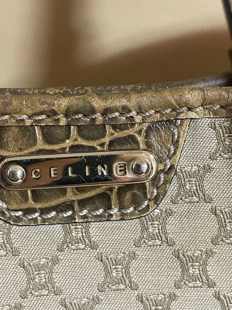 CELINE セリーヌ マカダム柄 トートバッグ キャンバスxレザー