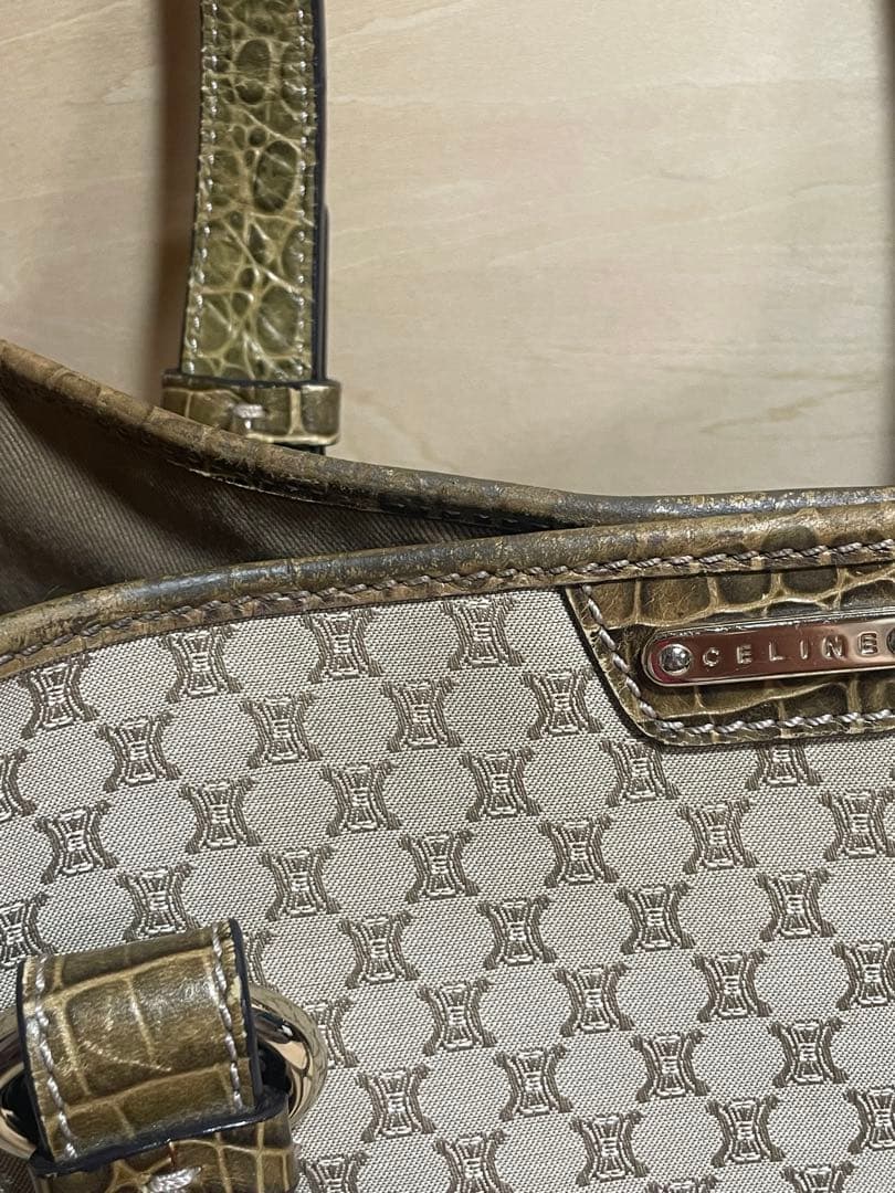 CELINE セリーヌ マカダム柄 トートバッグ キャンバスxレザー