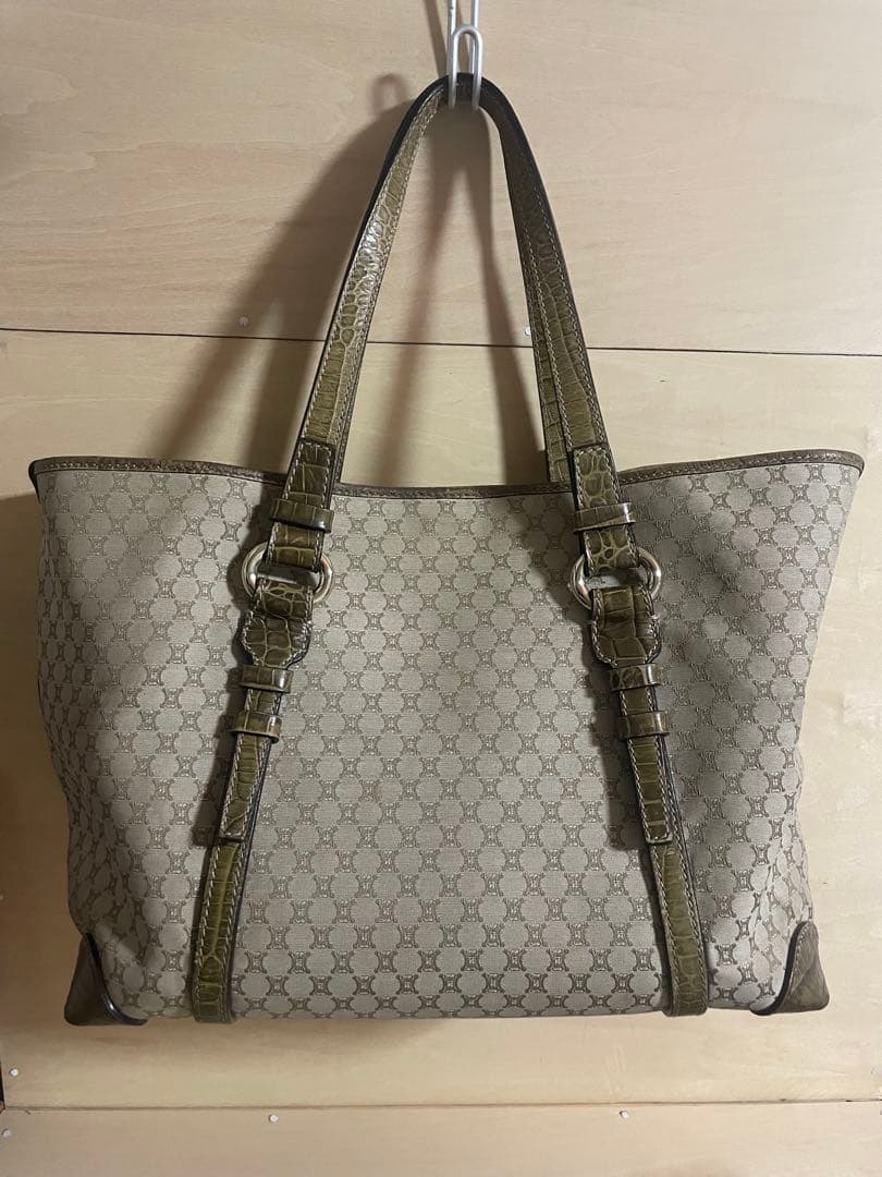 CELINE セリーヌ マカダム柄 トートバッグ キャンバスxレザー