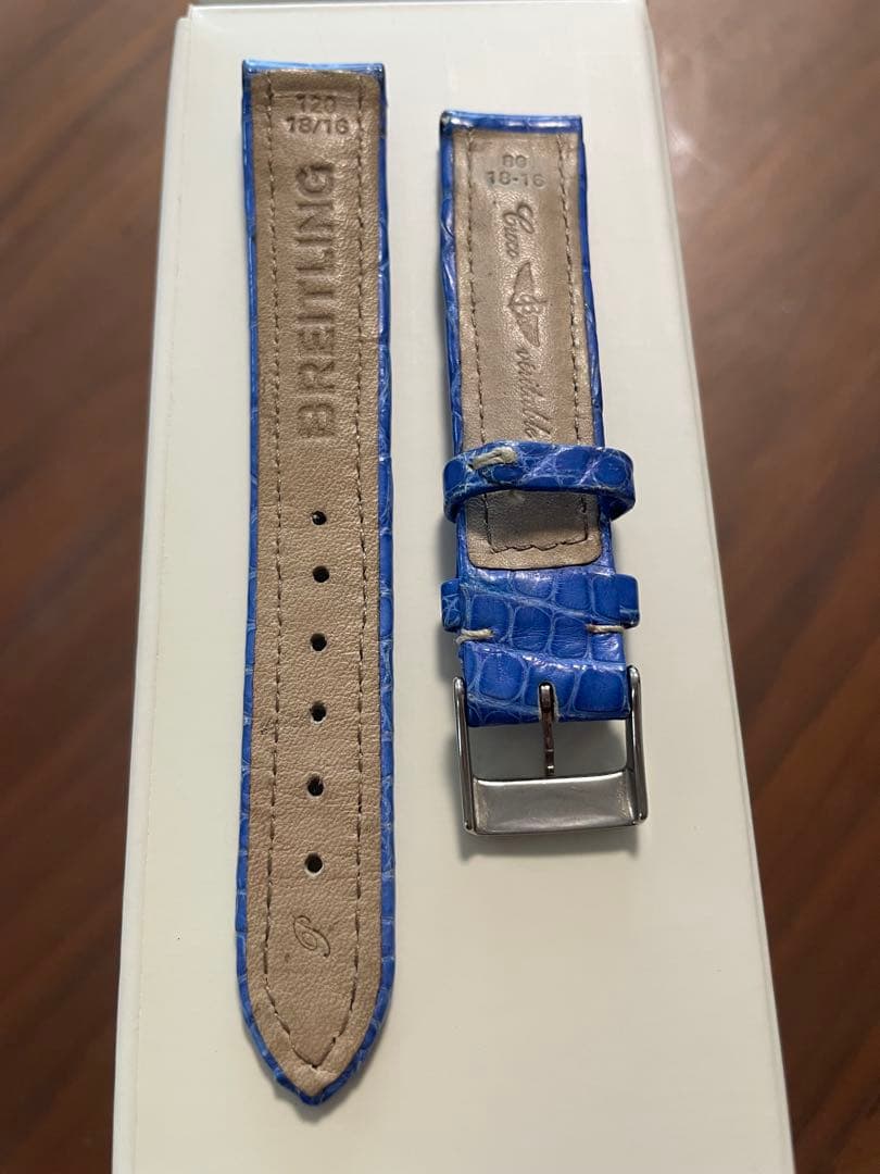 BREITLING レザーベルト 青 18/16mm