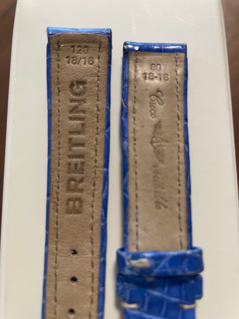 BREITLING レザーベルト 青 18/16mm