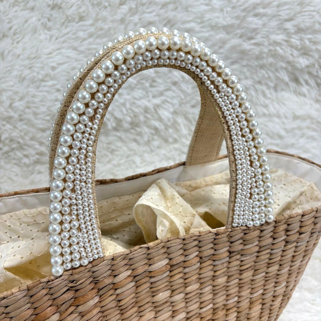 【極美品】TOCCA ✨かごバッグ　フラワー　パール　ハンドバッグ 花 ピンク