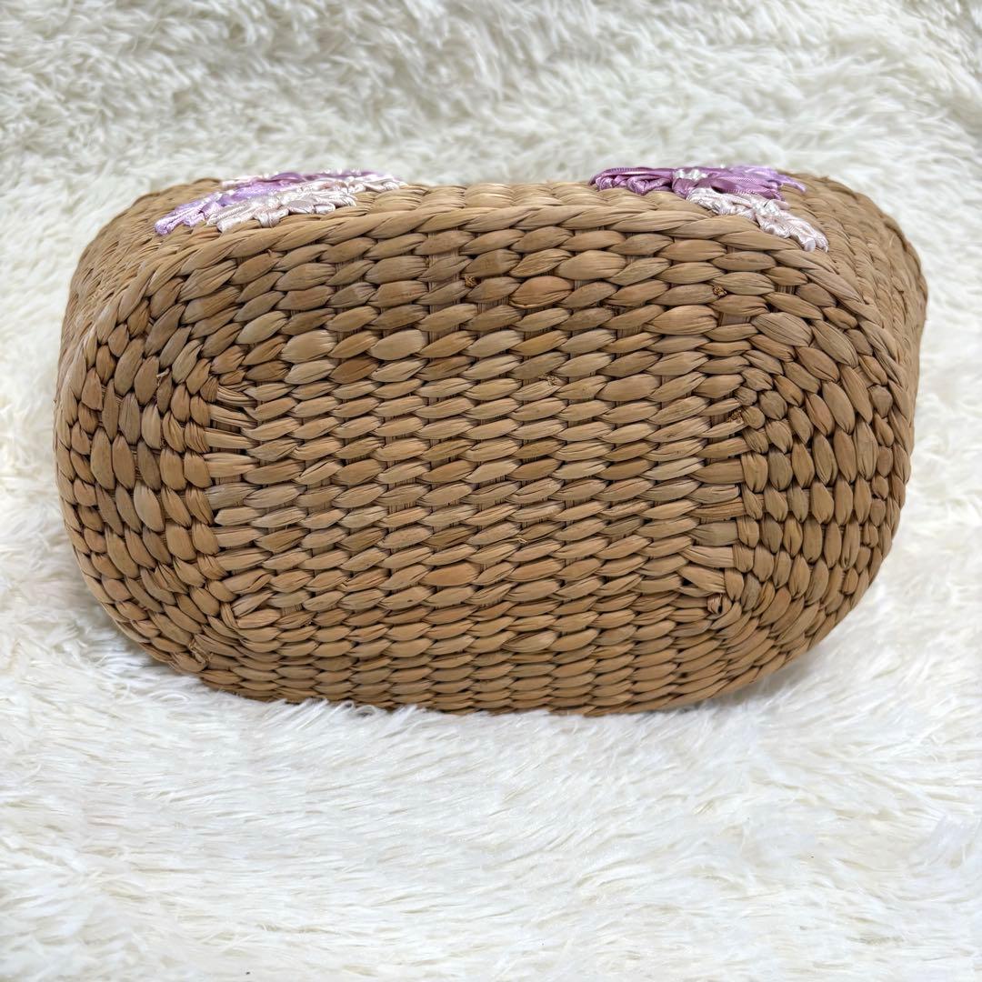 【極美品】TOCCA ✨かごバッグ　フラワー　パール　ハンドバッグ 花 ピンク