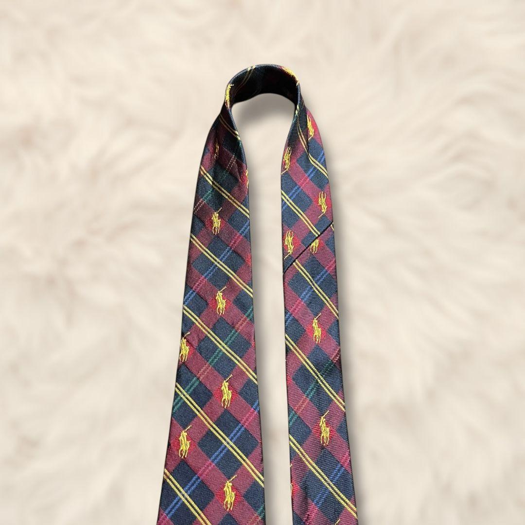 【美品✨】ポロバイラルフローレン タータンチェック 総柄ポニー刺繍 赤濃紺青緑黄