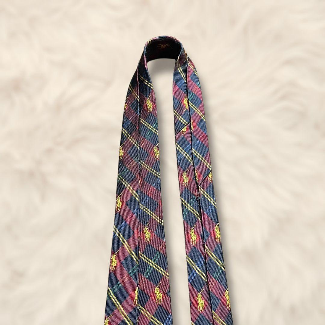 【美品✨】ポロバイラルフローレン タータンチェック 総柄ポニー刺繍 赤濃紺青緑黄