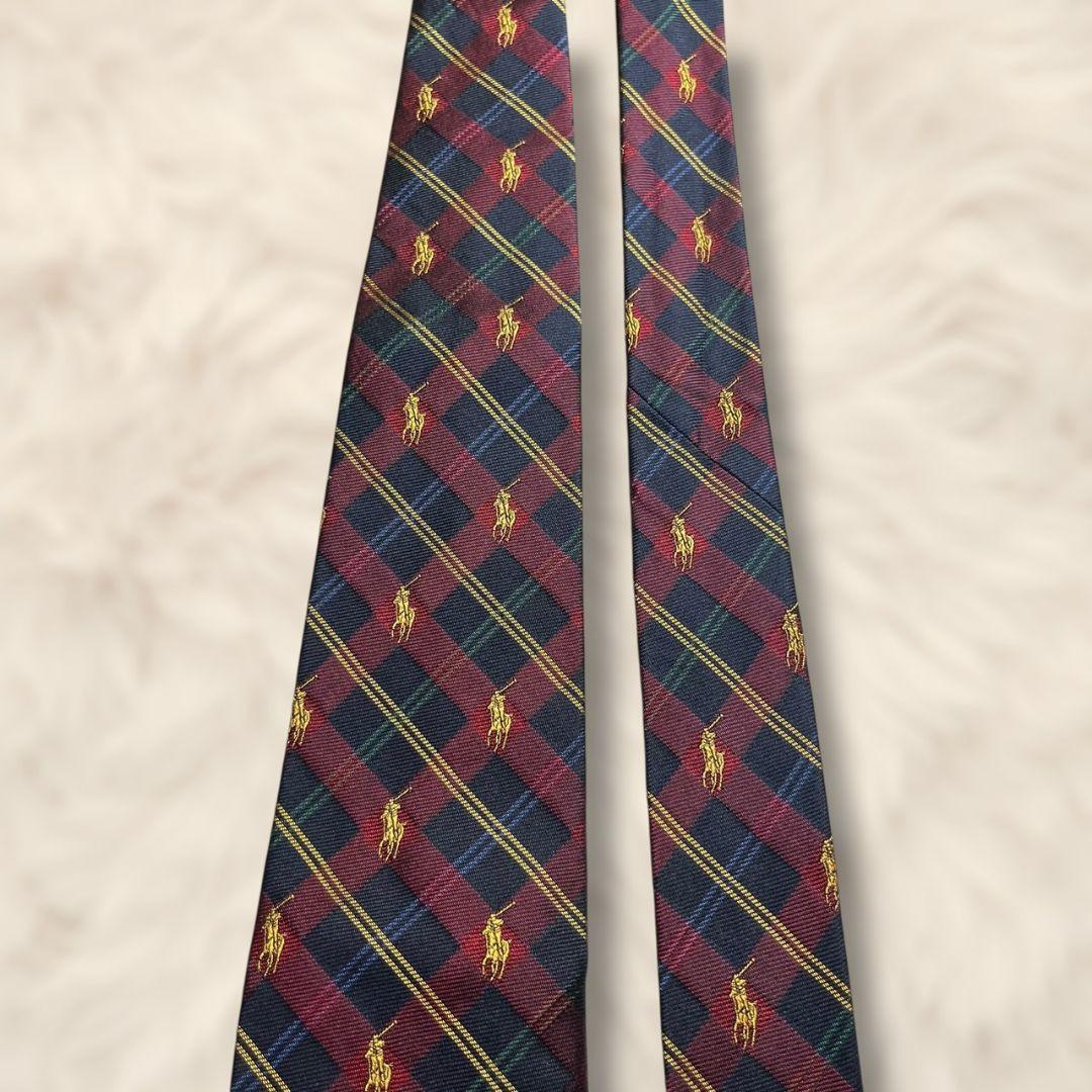 【美品✨】ポロバイラルフローレン タータンチェック 総柄ポニー刺繍 赤濃紺青緑黄