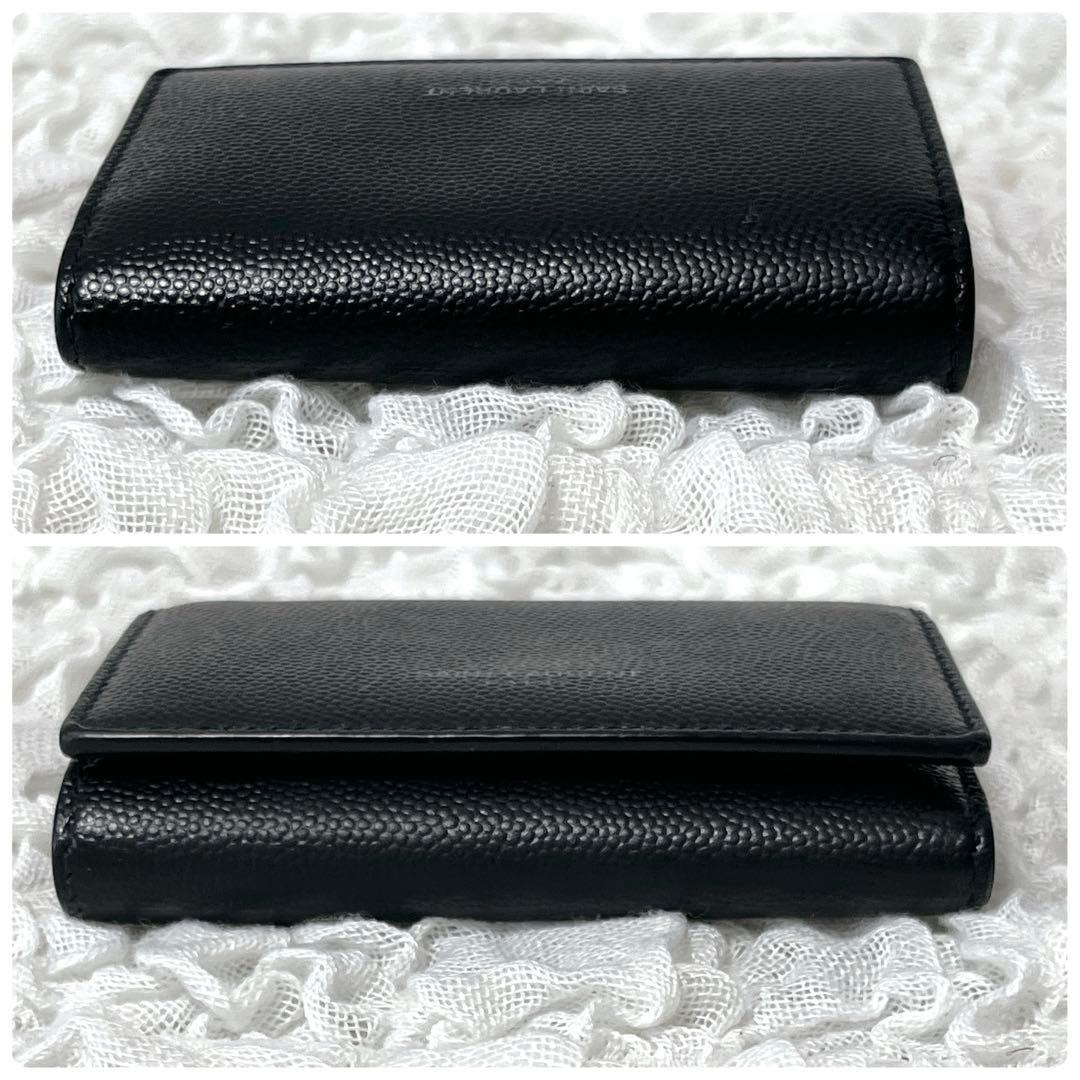 極美品✨サンローラン　6連　キーケース　キーリング　キャビアスキン　YSL　黒