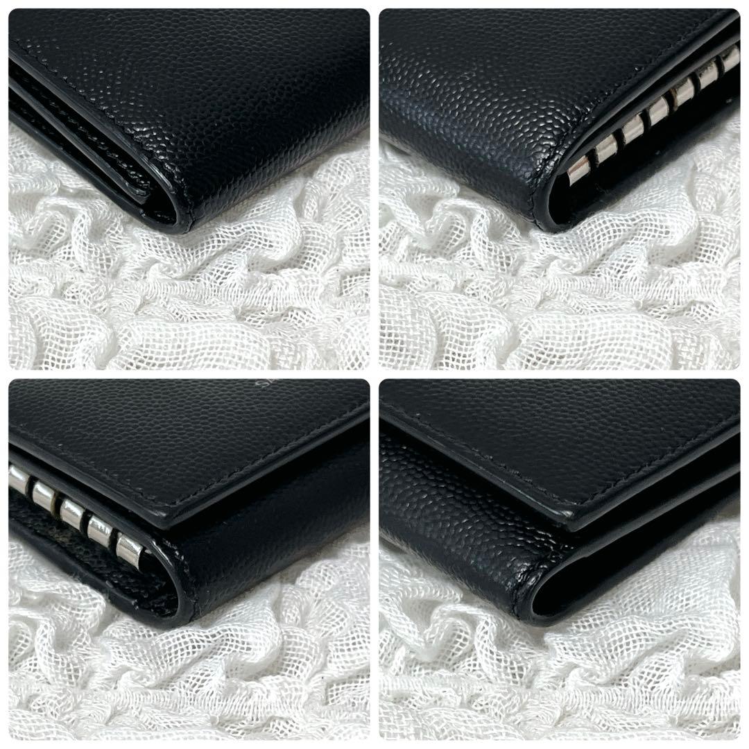 極美品✨サンローラン　6連　キーケース　キーリング　キャビアスキン　YSL　黒