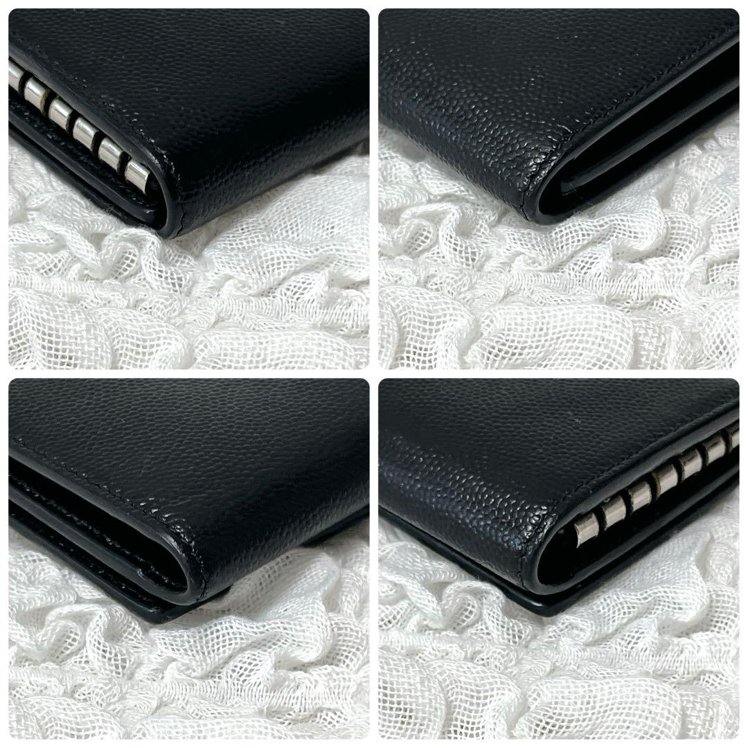 極美品✨サンローラン　6連　キーケース　キーリング　キャビアスキン　YSL　黒