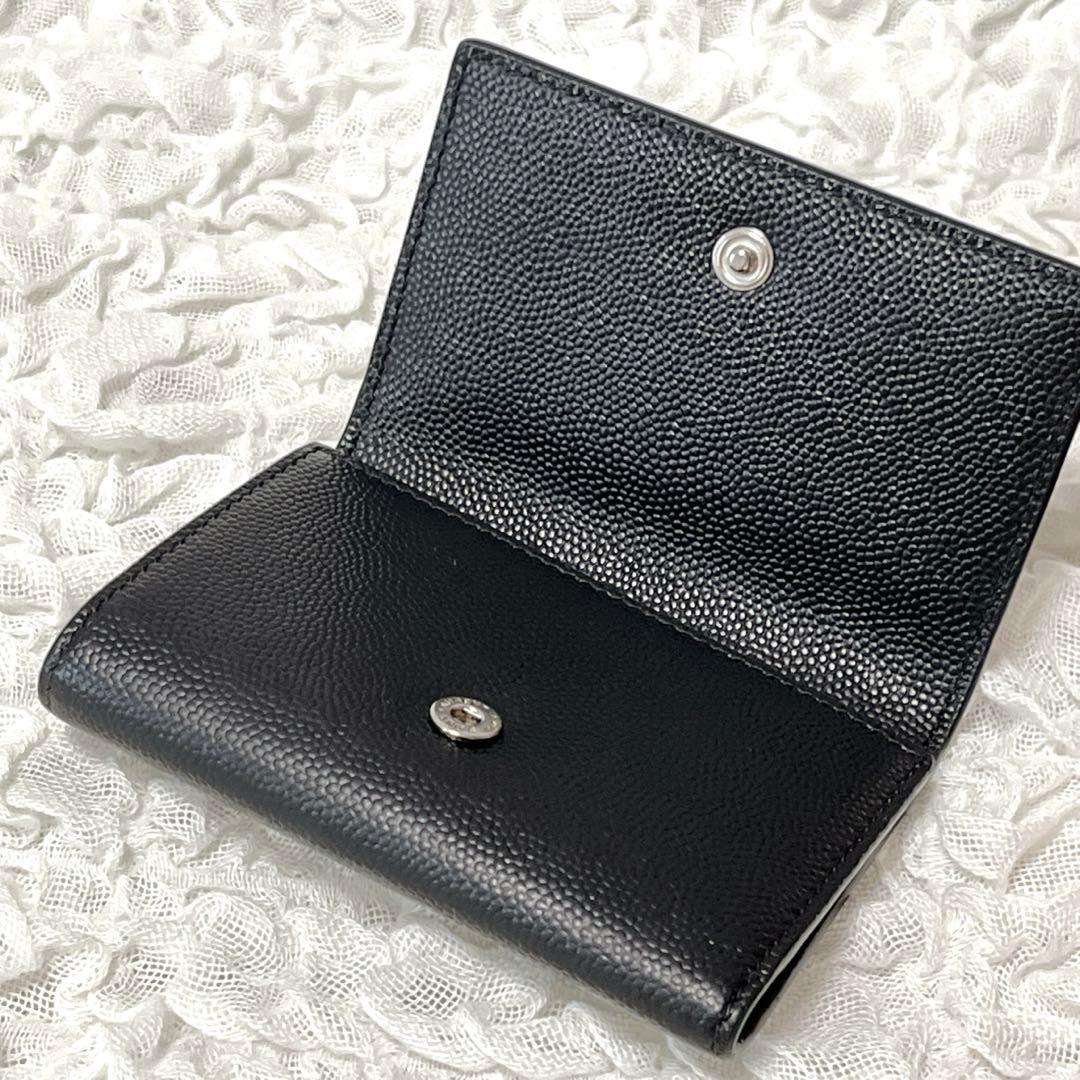 極美品✨サンローラン　6連　キーケース　キーリング　キャビアスキン　YSL　黒