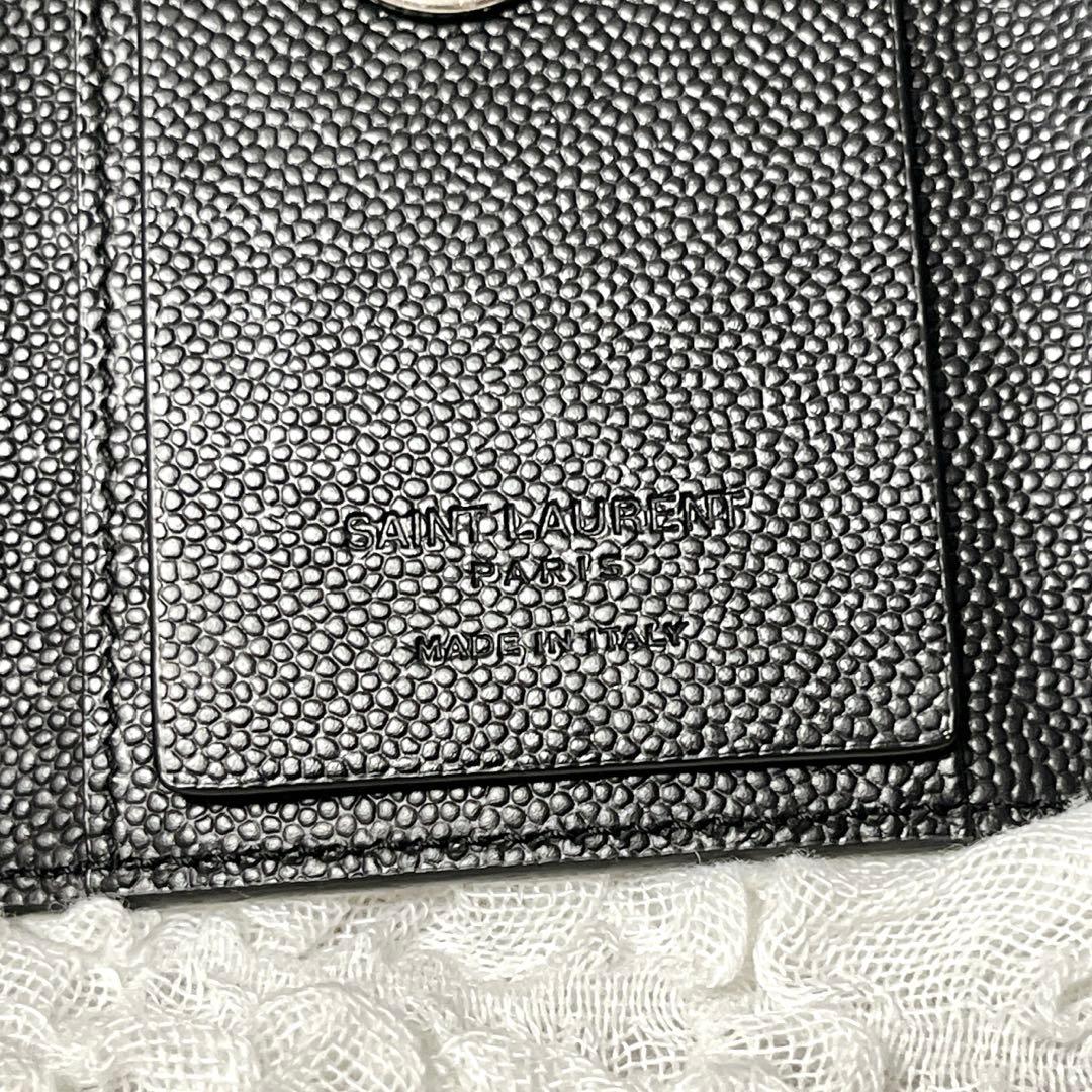 極美品✨サンローラン　6連　キーケース　キーリング　キャビアスキン　YSL　黒