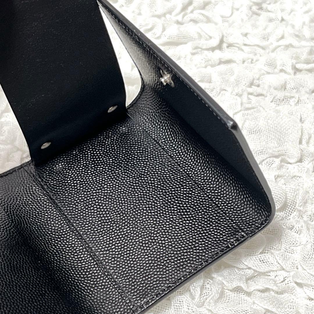 極美品✨サンローラン　6連　キーケース　キーリング　キャビアスキン　YSL　黒