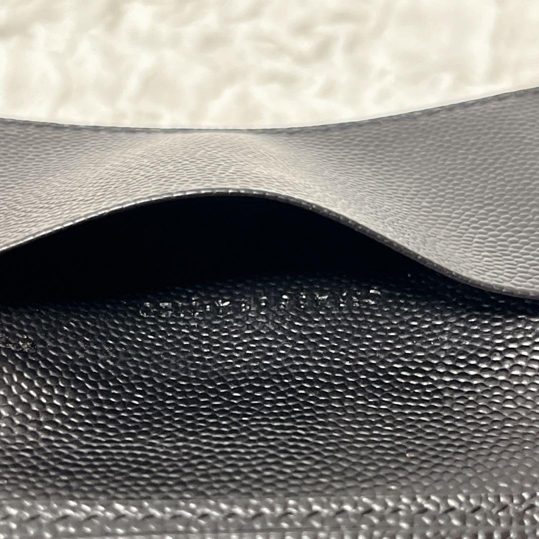 極美品✨サンローラン　6連　キーケース　キーリング　キャビアスキン　YSL　黒