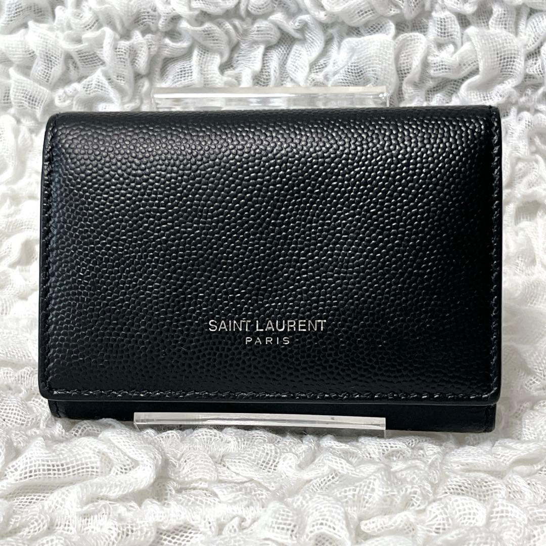 極美品✨サンローラン　6連　キーケース　キーリング　キャビアスキン　YSL　黒