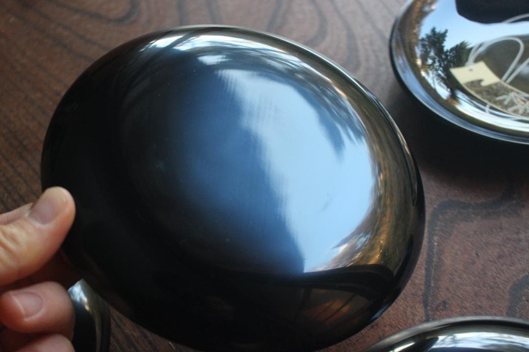 デッドストック！極上黒漆に優美な短冊蒔絵の映える銘々皿6点（検輪島塗蒔絵皿銘々皿