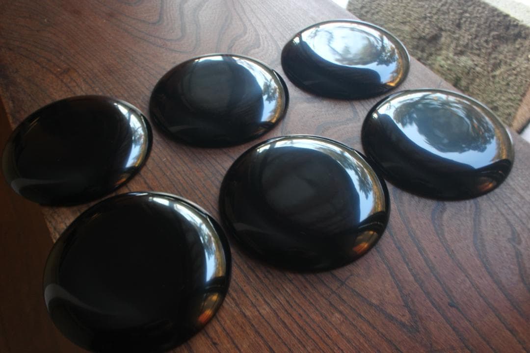 デッドストック！極上黒漆に優美な短冊蒔絵の映える銘々皿6点（検輪島塗蒔絵皿銘々皿