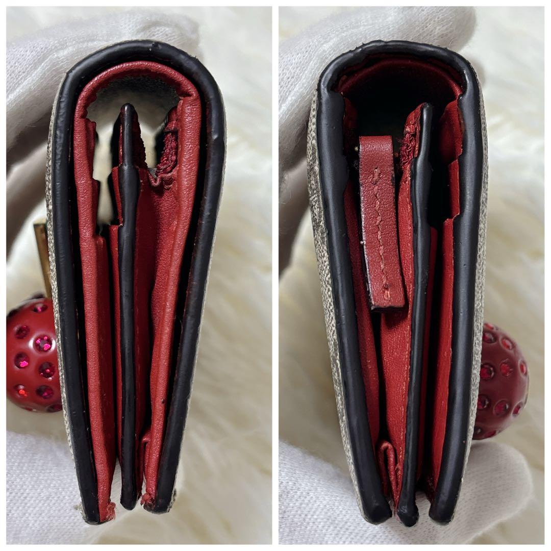 GUCCI ストーン抜けなし チェリー さくらんぼ 二つ折り財布 GG柄