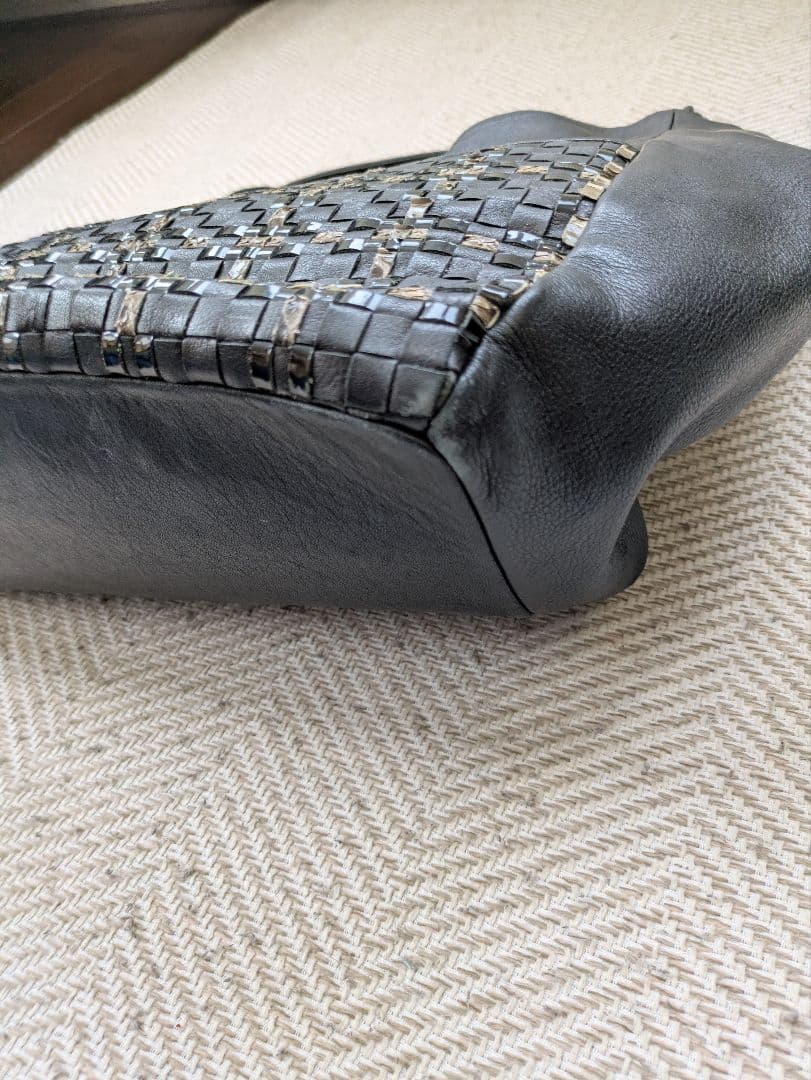 美品 アタオ　トートバッグ　ルーク　セシル　編みこみ　レザー　パイソン