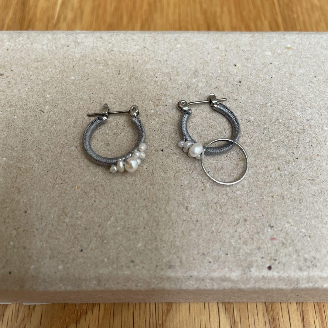 fujiiikuko/淡水パールとシルク糸のピアスetc 3点セット