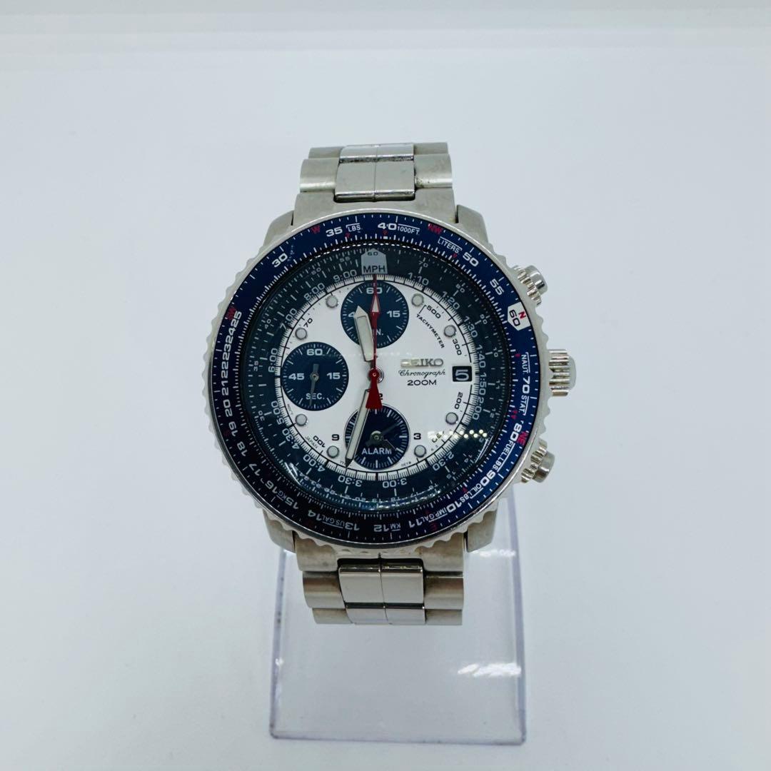 ✨SEIKO✨7T62-0EB0✨デイト✨パイロットクロノアラーム✨腕時計✨