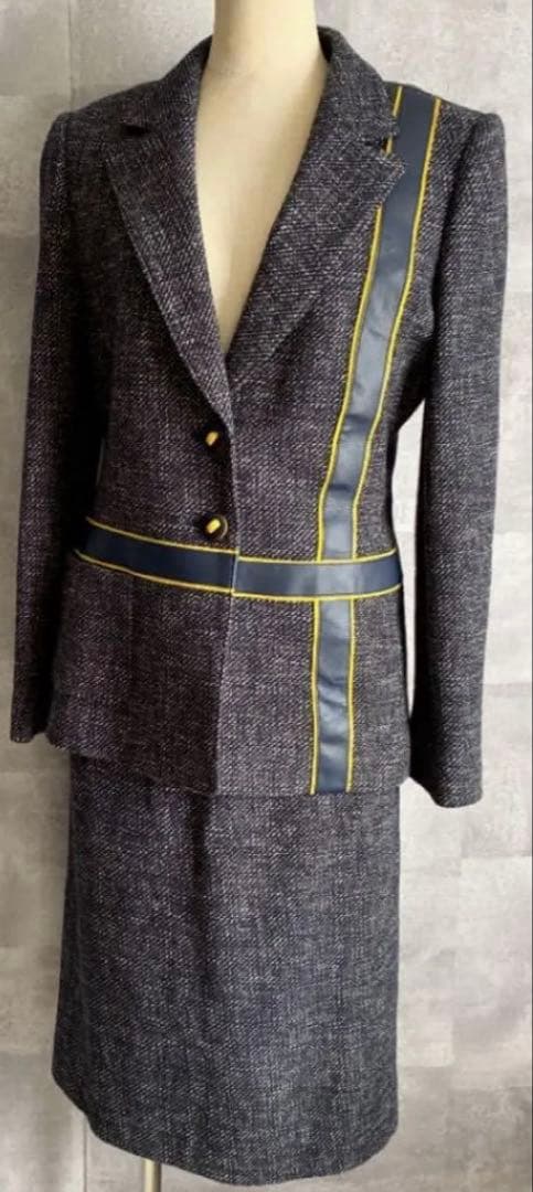 【超美品】タエアシダ ツィードジャケットスカート上下セット L〜XLサイズ