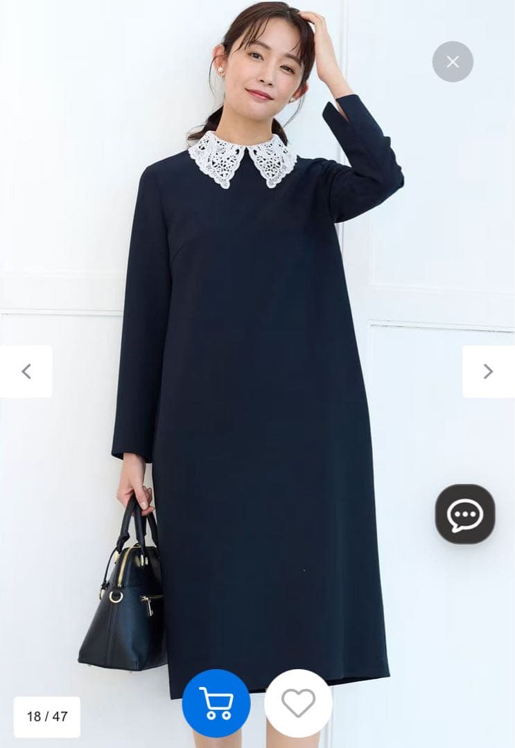 (組曲)レース襟ワンピース、サンドベージュ、Sサイズ