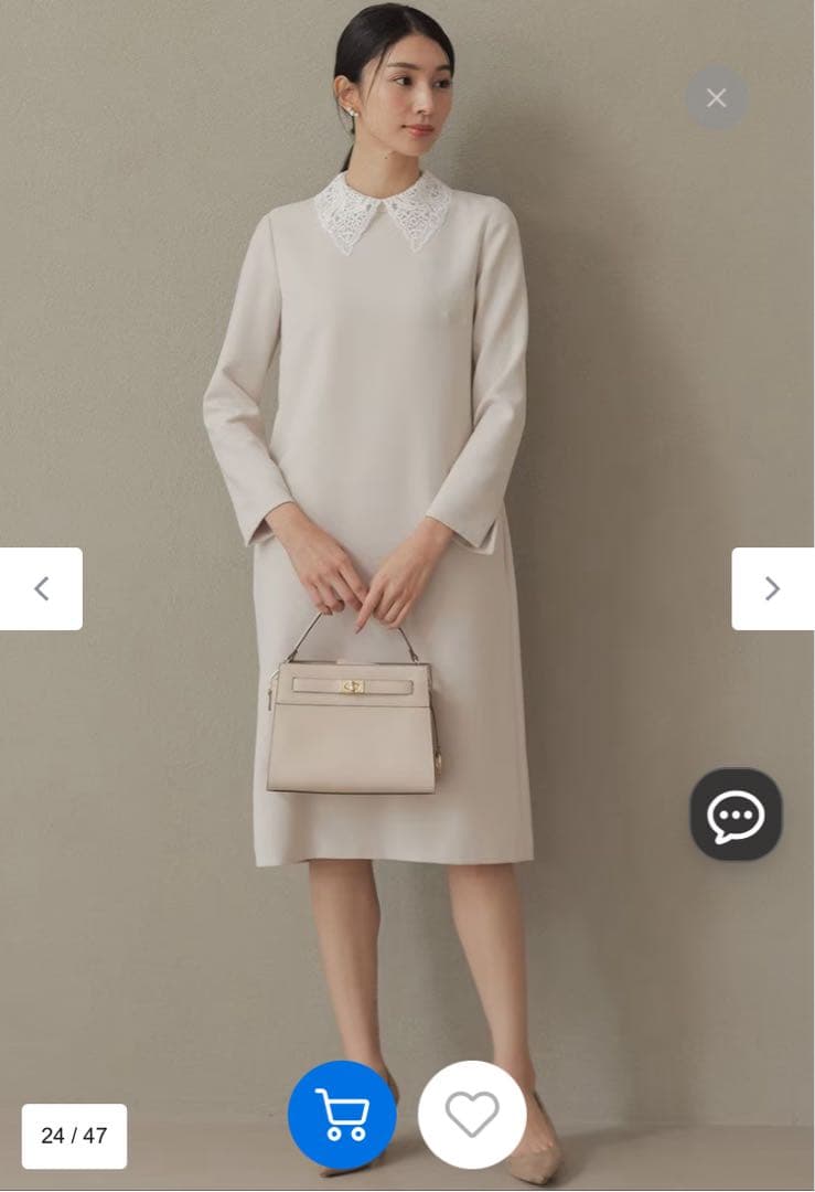 (組曲)レース襟ワンピース、サンドベージュ、Sサイズ