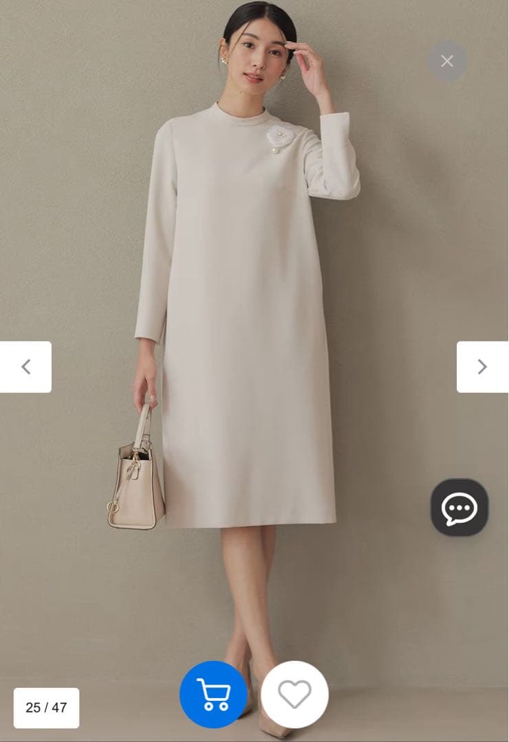 (組曲)レース襟ワンピース、サンドベージュ、Sサイズ