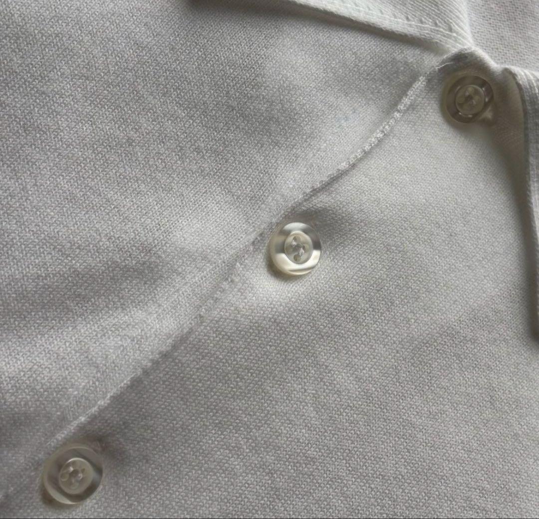 ジョンスメドレー　FINCHLEY長袖コットンニットポロシャツ白　ホワイト