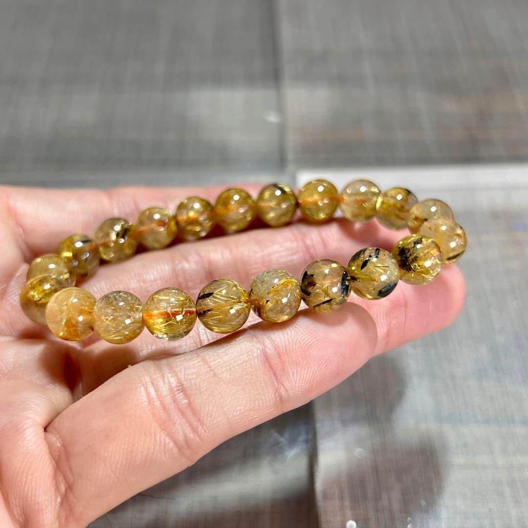 金運強　太陽放射ルチルブレスレット　ヘマタイト　ルチルクォーツ　2-1