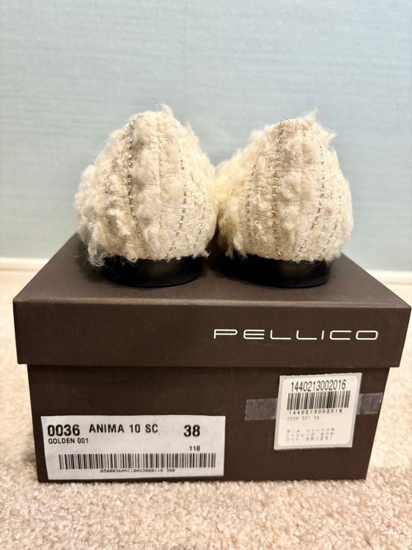 ペリーコ　フラットシューズ 38 ツイード　ホワイト