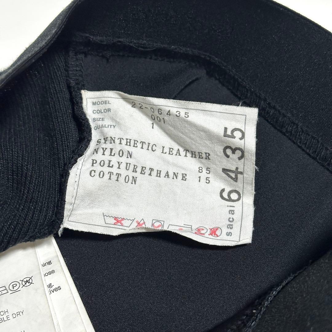 sacai フェイクレザー 切替 レギンスパンツ 22-06435 ブラック