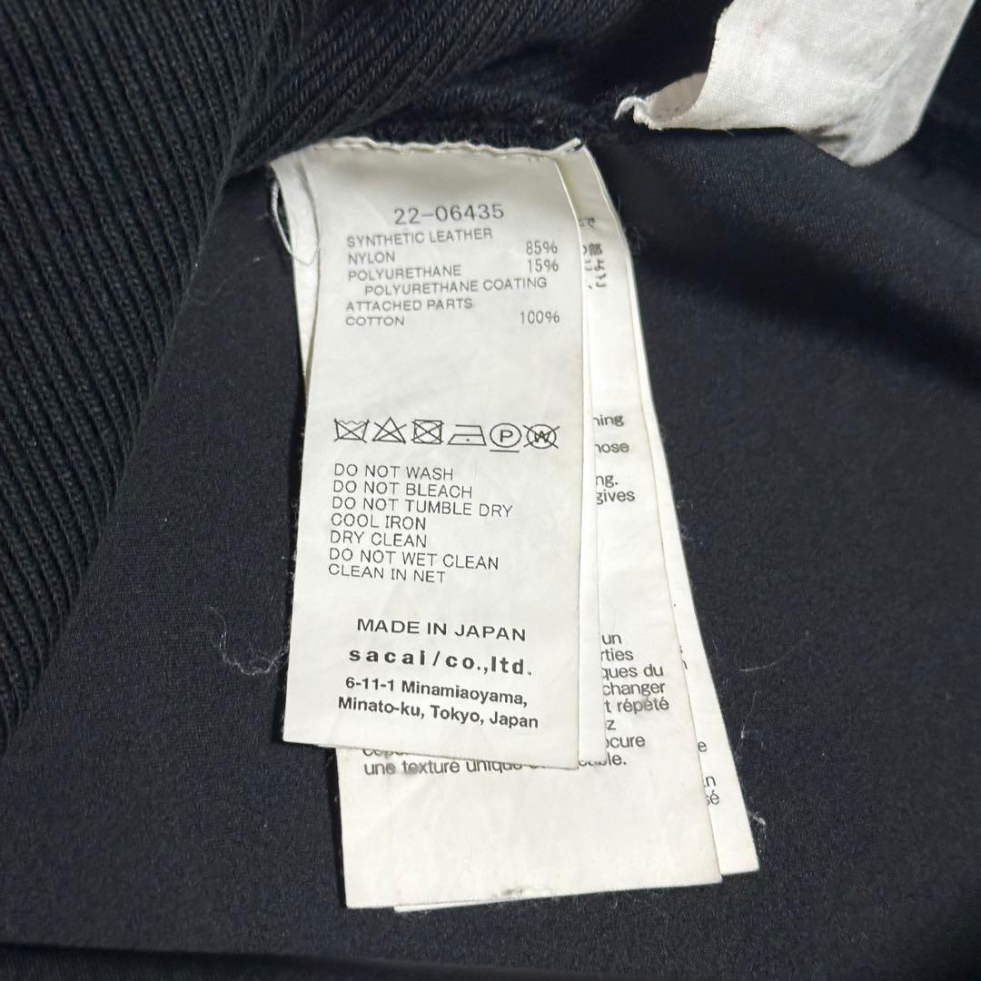 sacai フェイクレザー 切替 レギンスパンツ 22-06435 ブラック