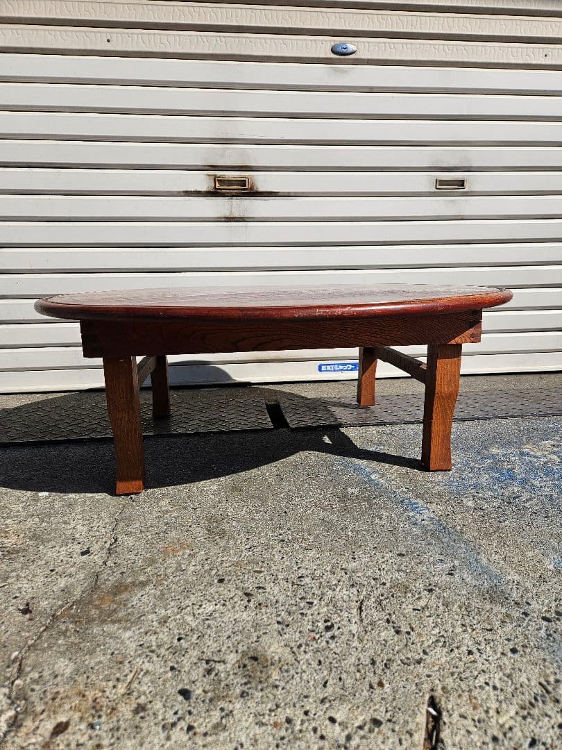 日本のアンティーク 木製のちゃぶ台 折り畳み フォールディング 丸テーブル 座卓