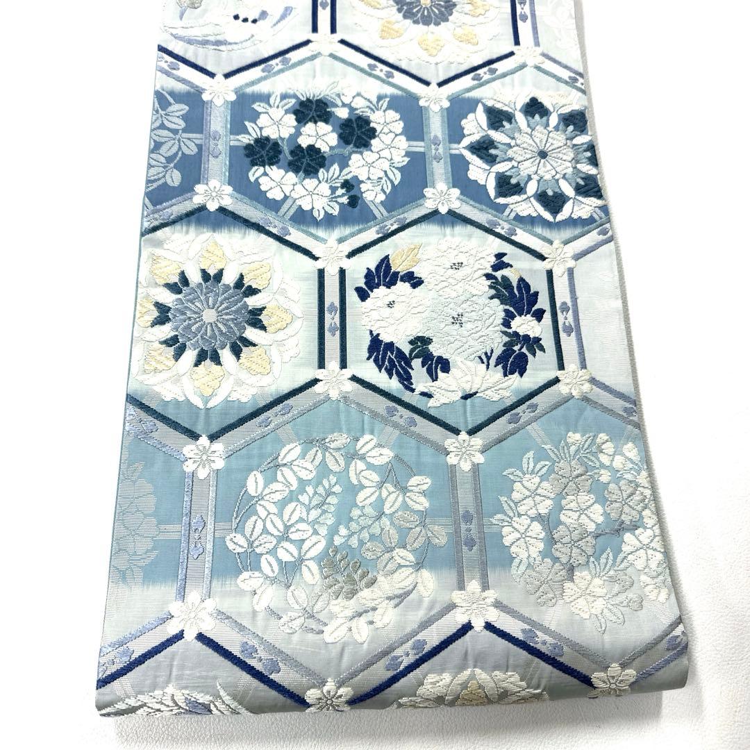 専用帯6064 ●高級 正絹 草木染 六通 袋帯 華文 花文