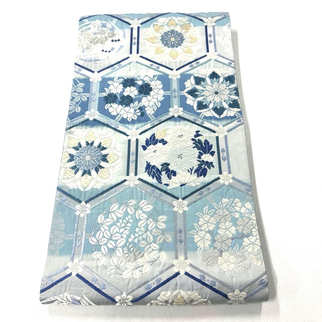 専用帯6064 ●高級 正絹 草木染 六通 袋帯 華文 花文