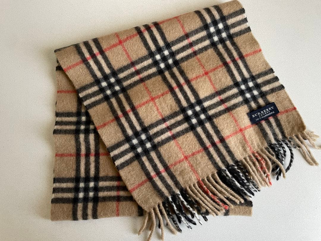 BURBERRY カシミヤ　チェックマフラー　バーバリー　傷汚れ無　美品　即決◎