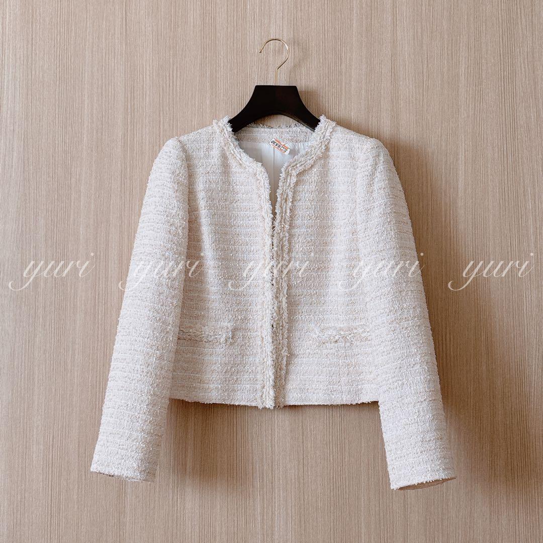 【1170】アナイ　フラッグラメツイードノーカラージャケット　フォーマル　38