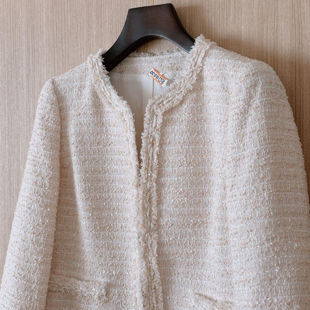 【1170】アナイ　フラッグラメツイードノーカラージャケット　フォーマル　38