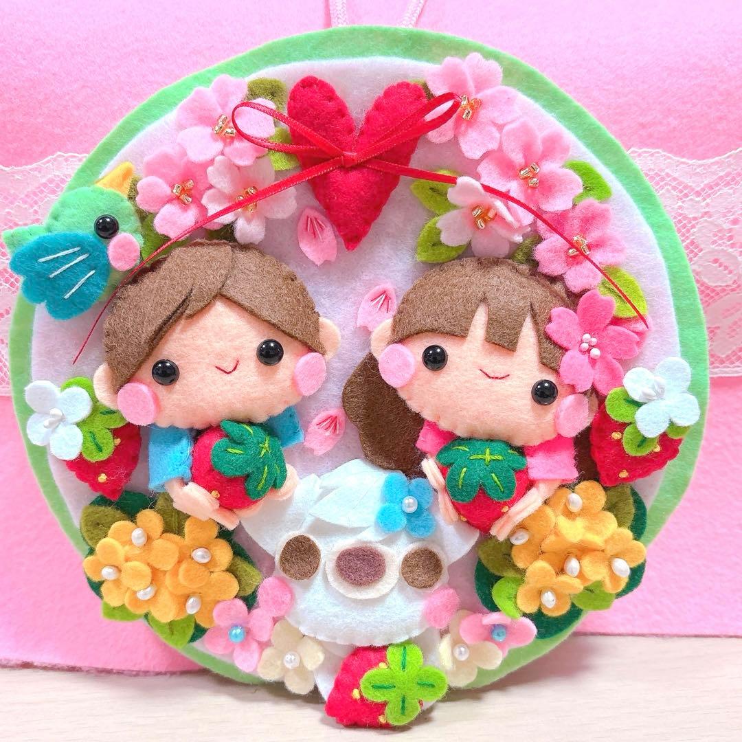 オーダーページ2・フェルト飾り・フェルトリース✽わんちゃんと一緒