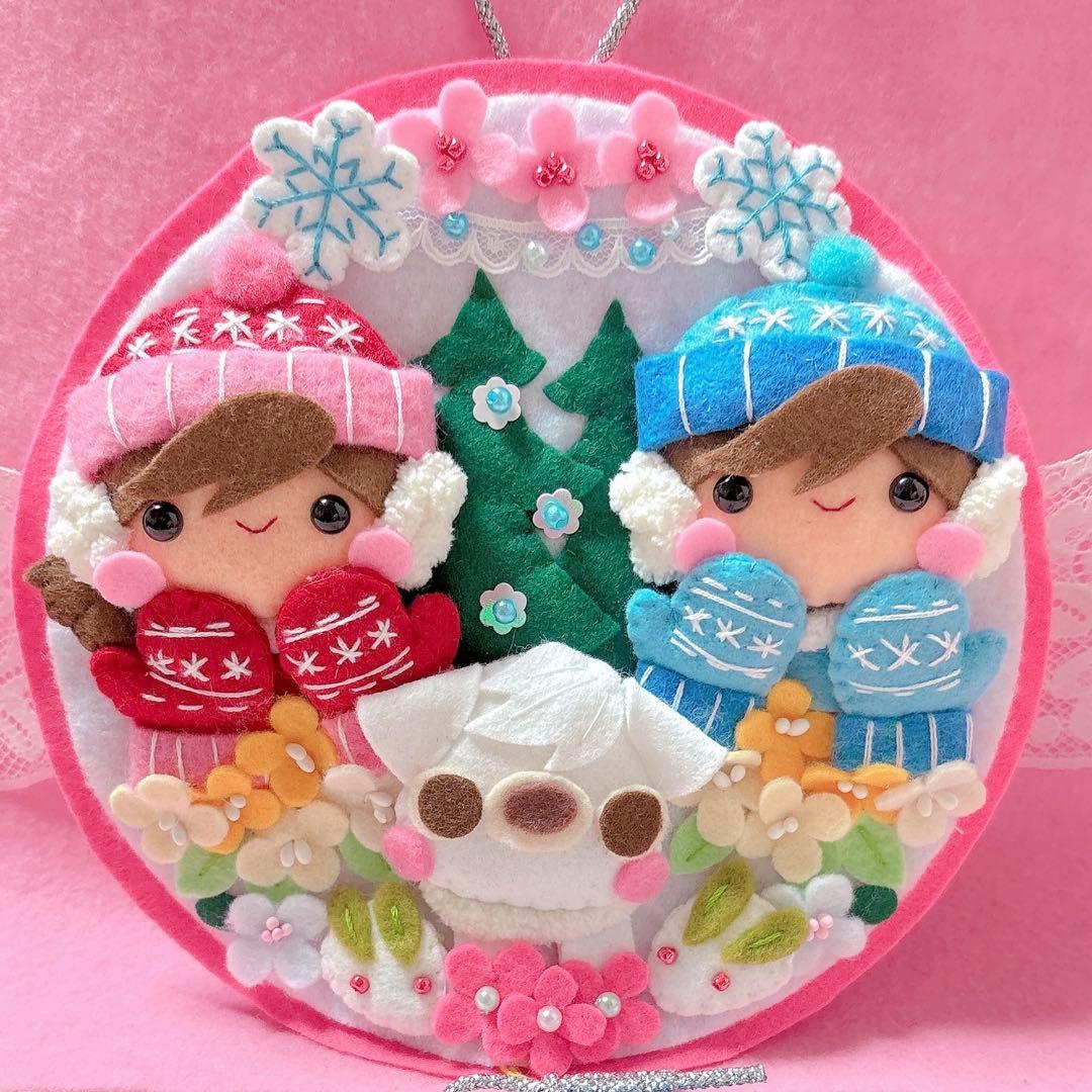 オーダーページ2・フェルト飾り・フェルトリース✽わんちゃんと一緒