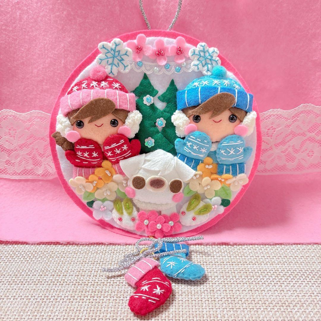 オーダーページ2・フェルト飾り・フェルトリース✽わんちゃんと一緒