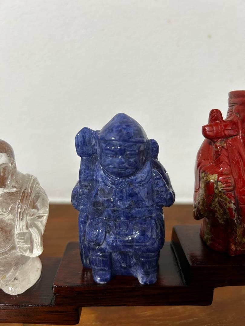 昆*庚様 七福神 天然石置物7体セット　超美品